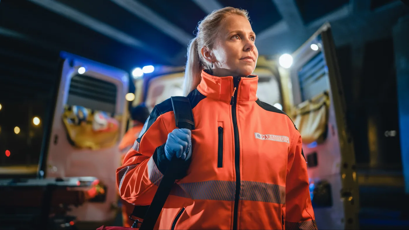 Portrait of a Female EMS Paramedic Proudly Standing